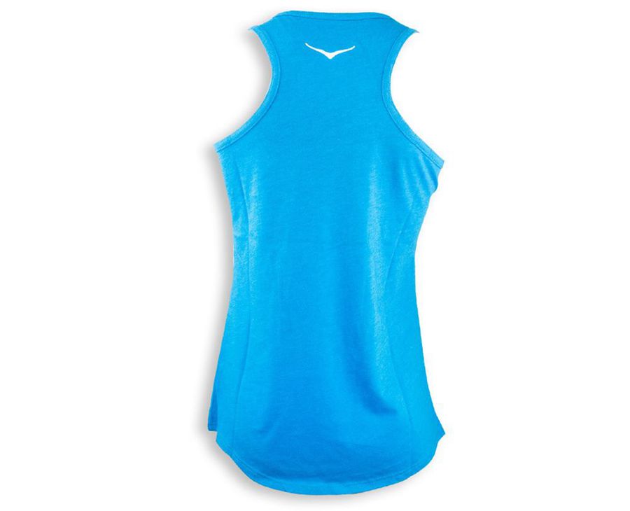 Hoka One One Logo Singlet - Women Tank - Blue,Australia UOW-340975